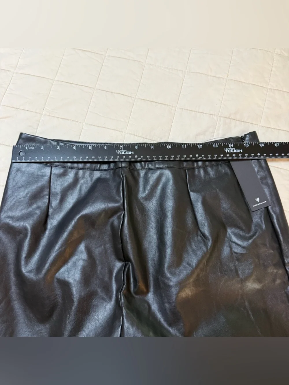 Lulu's Black Faux Leather Mini Skirt with Small Front Slit‎ NWT